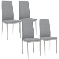 HOMCOM - Chaises de salle à manger avec siège rembourré et pieds en acier - gris - ensemble de 4-Ensemble de quatre chaises de salle à manger, idéal pour les repas, les conversations et plus encore