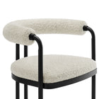Modway Turin Curved Back Boucle and Metal Counter Stool - Black/Pearl-9