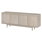 Hudson&Canal Aelin TV Stand for TV's up to 75" - Alder White-The top has a weight capacity of 75lbs, middle shelves can hold 25lbs, bottom shelves support 40 lbs