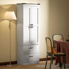 HOMCOM 67" H Tall Kitchen Pantry Cabinet with Adjustable Shelves - Cream White Wood Grain-Colour: Cream White Wood Grain, Retro Brown 