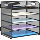 ShoppingAll - Organisateur de bureau à 5 plateaux en treillis métallique pour lettres et dossiers, avec poignée-Poignées Portatives et Pratiques – Doté de poignées intégrées sur les côtés, ce plateau est facile à déplacer, idéal pour les espaces partagés ou les postes de travail dynamiques