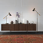 Hudson&Canal Rex Two-Tone/Height-Adjustable Floor Lamp with Metal Shade - Black/Brass/Black-Includes a 8 ft. cord with foot switch
