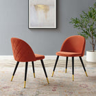 Modway Cordial Performance Velvet Dining Chairs - Orange - 2 Pack-Performance Velvet Upholstery