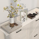 HOMCOM Slim Shoe Storage Cabinet with 4 Flip Drawers - White Oak-Anti-tipping kit ensures stability and safety