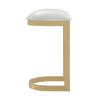 Manhattan Comfort Aura 16.54" Modern Faux Leather Upholstered Bar Stool - White and Polished Brass - 3 Pack-Seat Height: 28.54"