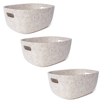 My Home My Living - Panier ovale en feutre résistant, lot de 3 - 25,4 cm (L) x 20,3 cm (l) x 12,1 cm (H) - Crème-Dimensions : 10" L x 8" P x 4,75" H