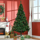 HOMCOM 7' Artificial Christmas Tree with Decorations and Metal Stand - Green-Features branches which offer ample room for decoration 