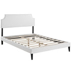 Modway Laura Vinyl Queen Platform Bed with Squared Tapered Legs - White-Fine Vinyl Upholstery