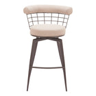 Zuo Saku Swivel Barstool - Beige/Brown-Ergonomic and supportive footrest