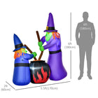 HOMCOM 5.5' Lit Inflatable Witches with Cauldron Halloween Yard Decoration-Comes with all necessary hardware/accessories including 1 internal fan, 6 stakes, 4 tethers, and sandbag 