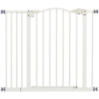 PawHut 31" H Dog Gate with Double Locking Door - White-Door automatically closes if left open between a 30° and 90° angle 