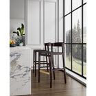 Manhattan Comfort - Klismos tabouret de bar moderne du milieu du siècle de 20" en similicuir noir et noyer foncé, lot de 3-20,5 po L x 21 po l x 40,75 po H