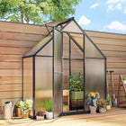 Outsunny - Serre de jardin mini 6 pi L x 2 pi l x 6,6 pi H avec porte enroulable et fenêtres en maille, vert-Panneaux en polycarbonate résistants aux UV protégeant les plantes de la lumière solaire intense  
