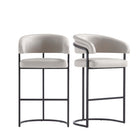 Manhattan Comfort Augusta 22.8" Modern Leatherette Upholstered Barstool - Light Grey - 2 Pack-Modern Barstool with Backrest Perfect for Bar and Kitchen Use