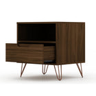 Manhattan Comfort Rockefeller 20.08" Mid-Century Modern 1-Drawer Nightstand - Brown-11 Lb. Capacity per Shelf and Drawer