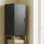 Kleankin 67" Tall Freestanding Bathroom Linen Tower Cabinet - Black-Colour: Black, Gold