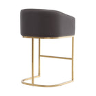 Manhattan Comfort - Louvre tabouret de bar moderne du milieu du siècle de 21" en similicuir gris et noir-Hauteur du siège : 30 po''