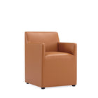 Manhattan Comfort - Lot de 2 fauteuils de salle à manger modernes Anna Square 58 cm en similicuir avec accoudoirs - couleur Saddle-Hauteur d’assise 19,69