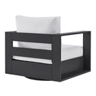 Modway Tahoe Outdoor Powder-Coated Aluminum Swivel Armchair - Grey/White-Non-Marking Foot Glides