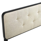 Modway Collins Tufted Fabric and Wood King Headboard - Black Beige-Button Tufted
