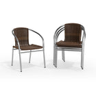 Flash Furniture - Chaise empilable de restaurant commerciale pour intérieur et extérieur en aluminium et rotin brun foncé-Les renforts transversaux offrent une stabilité supplémentaire.