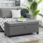 HOMCOM - Banc-coffre de rangement en lin 47 po - gris foncé-Assise capitonnée à boutons, tissu raffiné pour un aspect élégant 