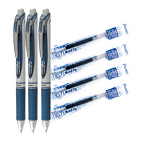 Pentel EnerGel Retractable Gel Roller - 0.7mm - Navy Blue Pen & Refill Set-Navy Blue Pen & Refill Set