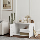 PawHut Hidden Cat Litter Box Enclosure - White-Top surface holds supplies, keeps items organized 