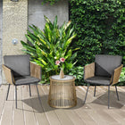 Outsunny - Ensemble de mobilier de patio en rotin 3 pièces avec table basse et coussins - gris-Grandes chaises en forme d'aile offrant beaucoup d'espace pour s'asseoir 
