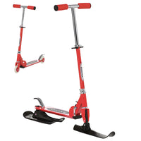 Qaba - Trottinette et luge 2 en 1 pour enfants - Rouge-La conception 2-en-1 peut fonctionner aussi bien comme trottinette traditionnelle que comme trottinette des neiges 