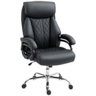 HOMCOM PU Leather Office Chair with Spring Padding - Black-Thickened spring cushion relieves pressure, ensures lasting comfort for pc chair