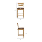 Modway - Jax Bois de chêne Tabouret de comptoir avec dossier ondulé en rasoir et coussin in Cacao en chêne vieilli-Rasoir ondulé