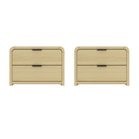Manhattan Comfort Grace 28" Modern Nightstand 2-Piece Set - Natural Oak/Black-Modern Nightstand for Bedroom and Living Room Use. Set of 2