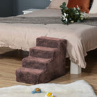 PawHut 4-Step Pet Stairs - Brown-Four-level design makes it stable 
