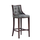 Manhattan Comfort - Tabouret de bar Fifth Avenue 19" traditionnel rembourré en similicuir - gris galet - lot de 2-Coutures rectangulaires raffinées