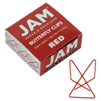 JAM Paper Colourful Butterfly Clips - Red - 15 Pack-Colour: Red Butterfly Paper Clip