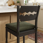 Modway Jax Oak Wood Counter Stool With Wavy Razor Back and Cushion - Black Sage-Non-Marking Foot Pads