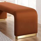 Modway - Koda Performance Velvet Banc long de la chute d’eau - Rouille en laiton-Rembourrage en mousse dense