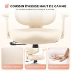 MotionGrey - Chaise de bureau ergonomique Mellow - Dossier en maille haute avec accoudoirs réglables - Beige-Respirabilité - Dites adieu à l’inconfort lié à la surchauffe lors de longues heures en position assise. Notre chaise est équipée d’un maillage élastique de haute qualité qui améliore la circulation de l’air et réduit considérablement l’accumulation de chaleur. Cette conception vous permet de rester au frais, confortable et concentré, tout en favorisant une meilleure circulation et un confort durable