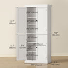 HOMCOM 72.5" H Freestanding 4-Door Kitchen Pantry Cabinet - White-Magnetic doors with round handles make it easy opening and closing 
