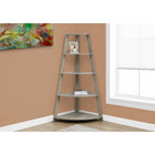 Monarch Specialties - 2424 60 po H Etagere - Etagere En Coin D'Appoint Taupe Fonce-4 étagères fixes, dââ‚¬â„¢un pouce dââ‚¬â„¢épaisseur (capacité maximale de 22 lb chacune)