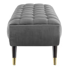 Modway Adept 60" Performance Velvet Bench - Grey-Gold Metal Foot End Caps