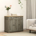 HOMCOM 39.8" L Sideboard Buffet Cabinet with Storage - Grey-Anti-tipping hardware ensures safety by securing to the wall