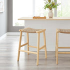 Modway - Saoirse Tabouret de comptoir en corde tissée en bois - Naturel naturel - Ensemble de 2-Protège-pieds pour la protection du sol