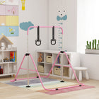 Qaba Kids Foldable Horizontal Gymnastics Bar - Pink-Four non-slip rubber floor rings and two-round bases prevent movement and enhance safety 