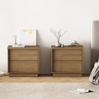 Manhattan Comfort Horizon 21.7" Modern Nightstand 2-Piece Set - Maple-Includes 2 Push to Open Full Extension Drawers to Fit Bedside Storage Needs