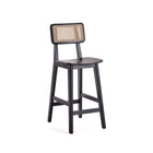 Manhattan Comfort Versailles 15.75" Industry Chic Counter Stool - Black and Natural Cane - 3 Pack-Seat Made from Plywood