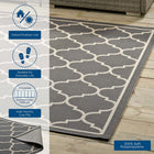 Modway - Avena Treillis en quadrifolie marocain intérieurs et extérieurs Tapis 9 pi l x 12 pi L - Gris et beige-Résistant aux taches / Facile à nettoyer