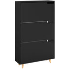 HOMCOM Narrow Shoe Cabinet with 3 Flip Doors & Adjustable Shelves - Black-Three flip drawers store shoes neatly, adjustable for various sizes