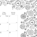 Blueline 2027 DoodlePlan Colouring Monthly Desk Pad Calendar - 22" x 17" - Botanica Design - Bilingual-One month per sheet, one block per day